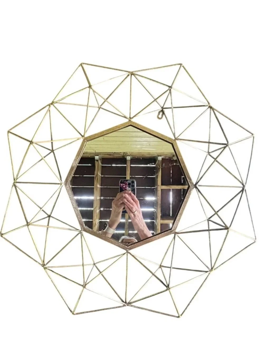 Geometric Gold Frame Mirror With Art Deco Octagon Design 24